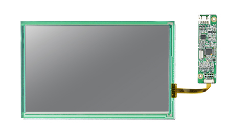 Mặt sau bộ màn hình IDK-1107W với bo mạch điều khiển đèn nền và cáp LVDS