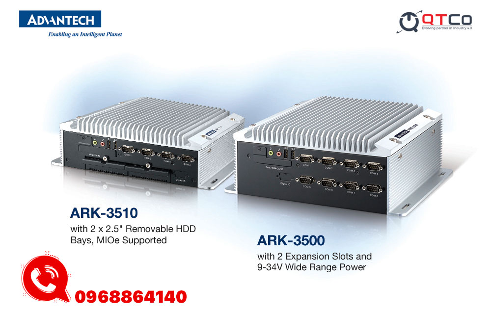 ARK-3510 Advantech: máy tính không quạt hai khay ổ rút