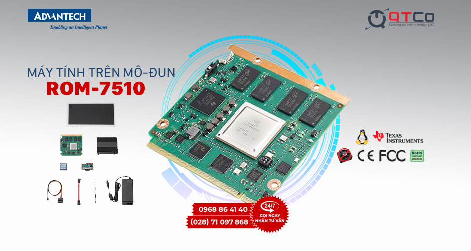 Mô-đun máy tính Advantech ROM-7510 chuẩn Qseven 2.0 nền TI Sitara AM5728