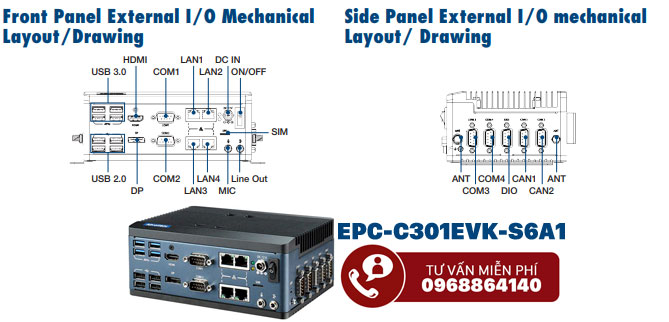Máy tính nhúng không quạt EPC-C301EVK-S6A1 3 Máy tính nhúng không quạt EPC-C301EVK-S6A1 chi tiết kĩ thuật