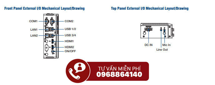 Máy tính công nghiệp không quạt ARK-1220L-S6A2 Advantech 2 Máy tính nhúng không quạt ARK-1220L-S6A2 Advantech