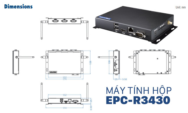 Máy tính hộp Advantech EPC-R3430 chi tiết kĩ thuật 