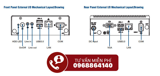 Máy tính nhúng  không quạt ARK-1124U-S1A2 Advantech