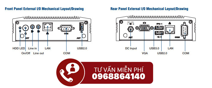Máy tính nhúng siêu mỏng không quạt Advantech ARK-10 mã ARK-10-U0A2E 2 Máy tính công nghiệp ARK-10-U0A2E