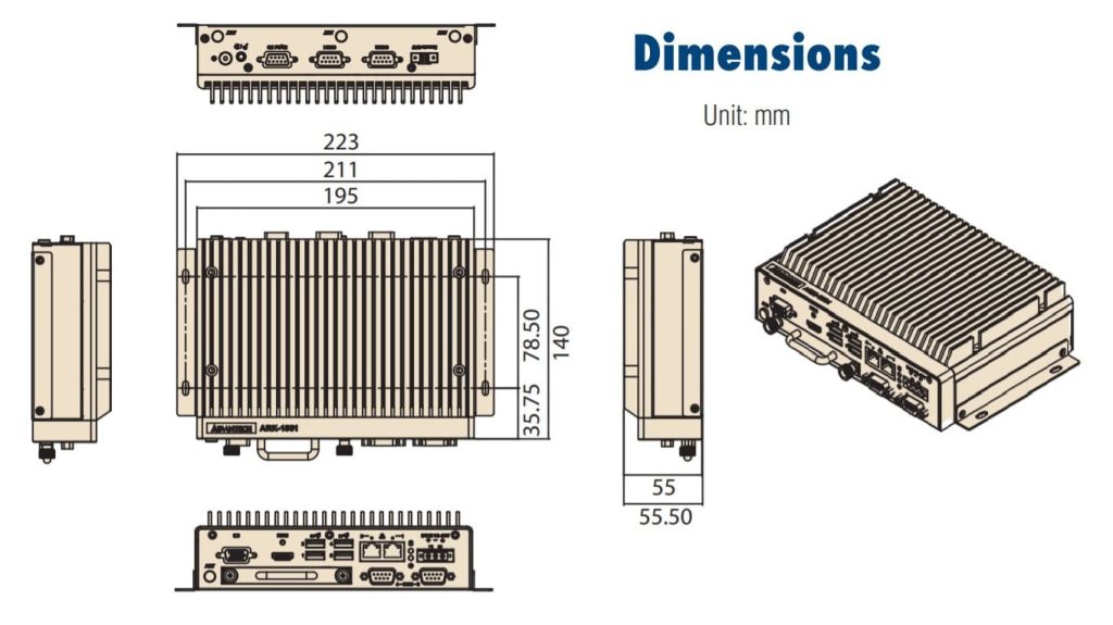 Máy tính nhúng siêu mỏng không quạt Advantech ARK-1551 mã ARK-1551-S6A1