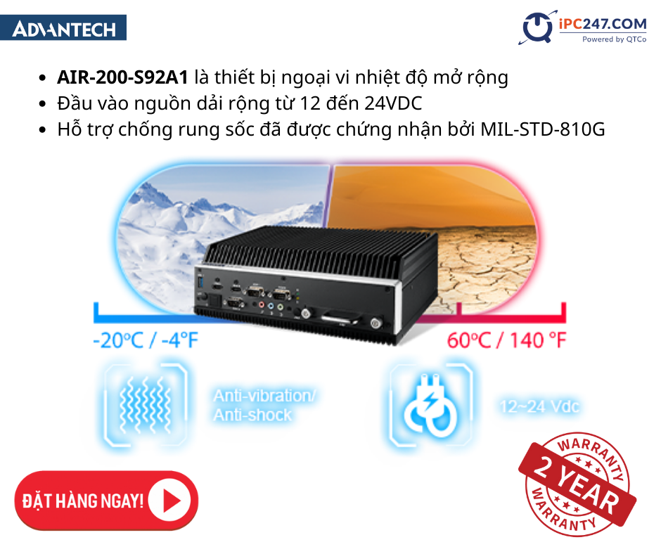 AIR-200-S92A1 là chiếc máy tính nhúng sở hữu giải pháp trí tuệ nhân tạo