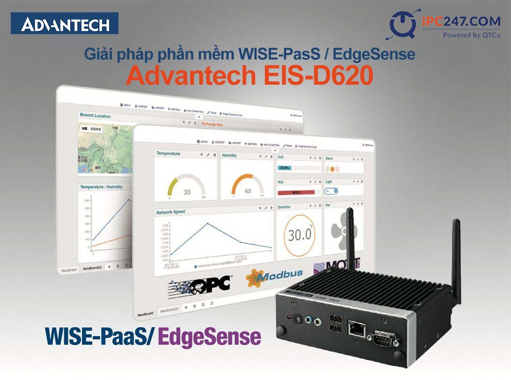 Advantech-EIS-D620 kết hợp tính năng tổng hợp dữ liệu cảm biến, phân tích cạnh và các ứng dụng đám mây để mang lại khả năng vận hành thông minh