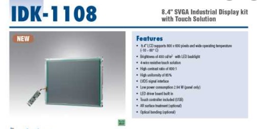 Hệ thống hiển thị công nghiệp Advantech IDK-1108 SVGA 3 IDK 1108